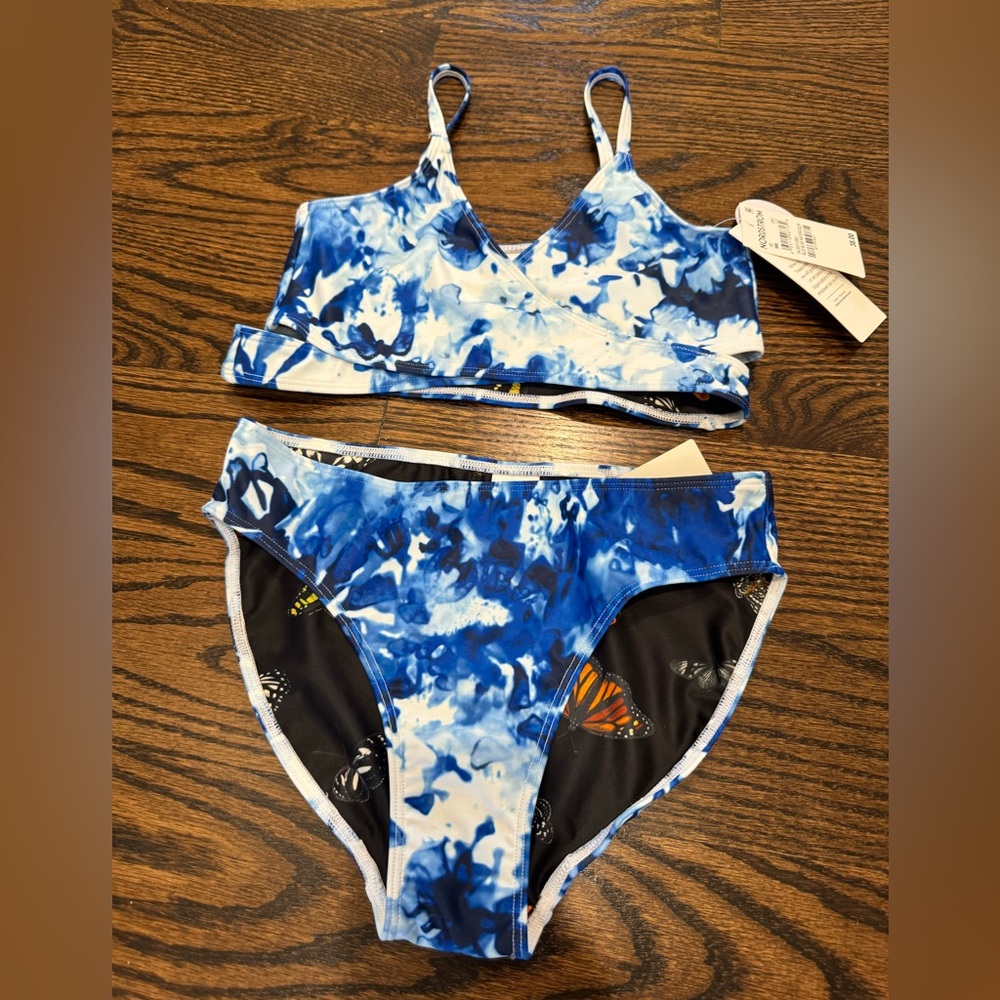 Girls two piece blue swimsuit new with tags size 12